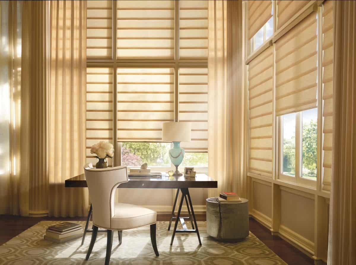 Hunter Douglas Vignette® Modern Roman Shades Roman Blinds by SunGard Window Fashions near Peoria, Illinois (IL).