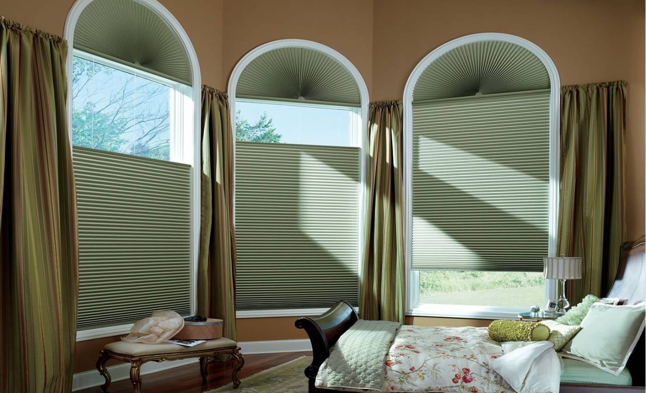 Round window treatments, Hunter Douglas round window treatments, round shades near Peoria, Illinois