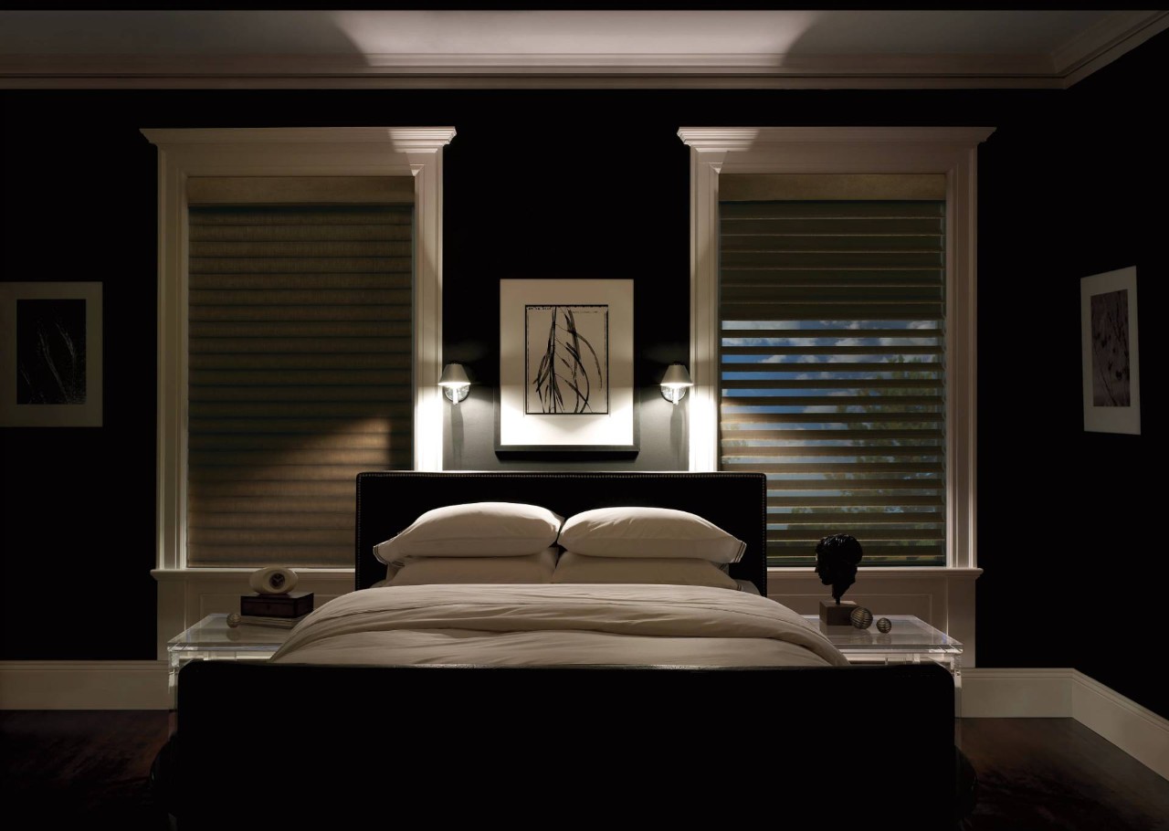 Hunter Douglas Silhouette® Sheer Shades in a bedroom near Peoria, Illinois (IL)